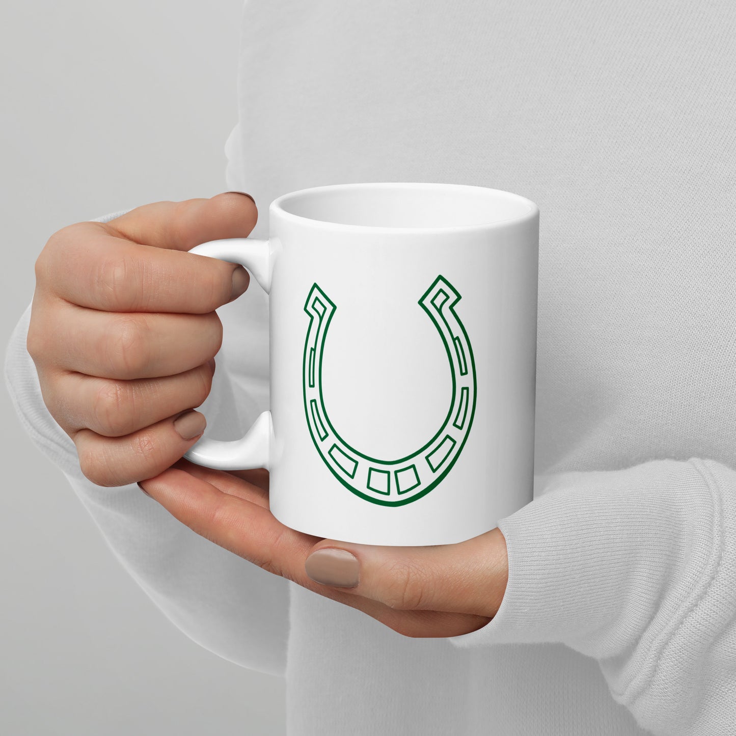 Green Horse Shoe White glossy mug 11 oz