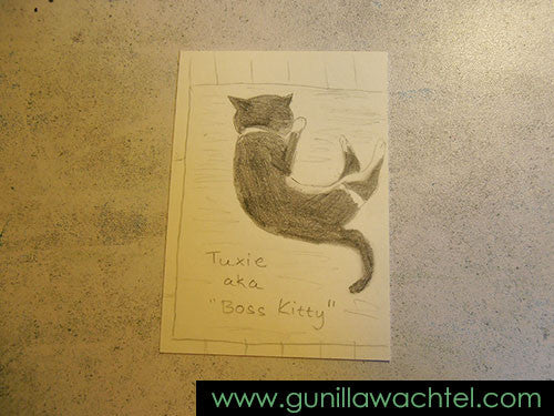One of my ACEO cards - Tuxie Boss Kitty