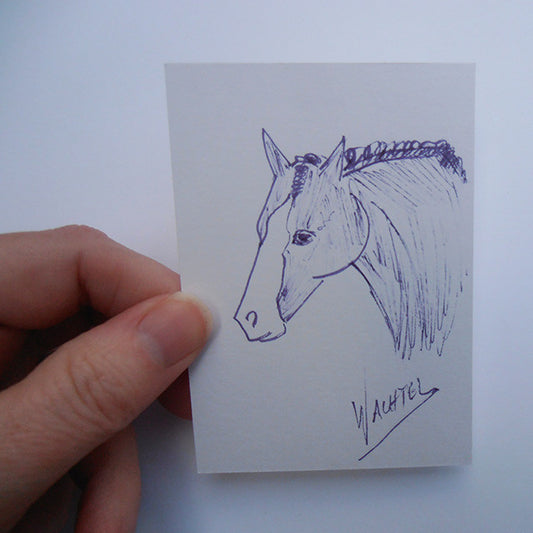 Purple horse drawing ACEO art original