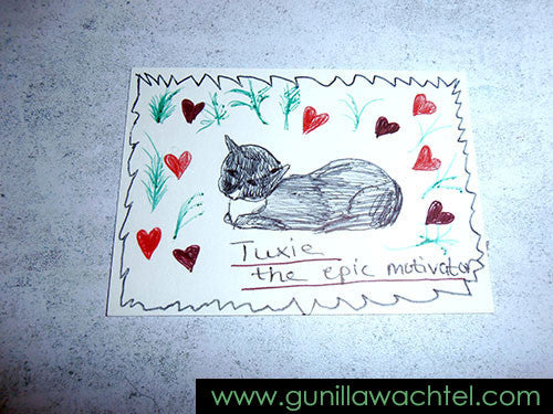 Our Beautiful Tuxedo Kitty Tuxie - An ACEO