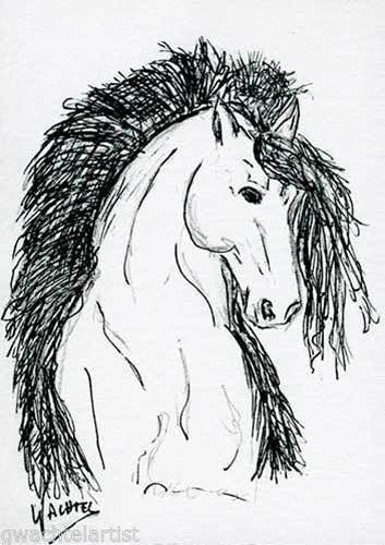 Friesian Horse Work in Progress ACEO