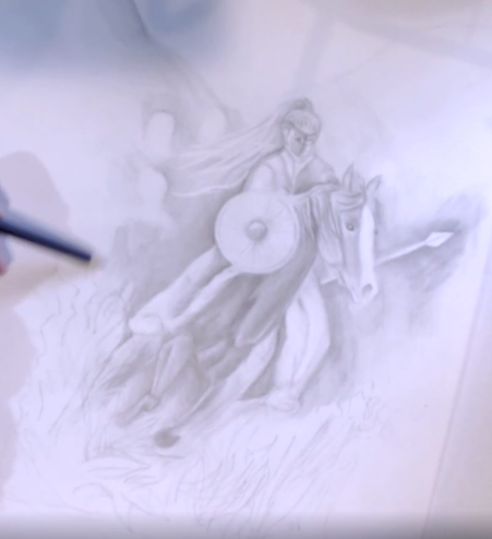 Artwork in progress horse drawing