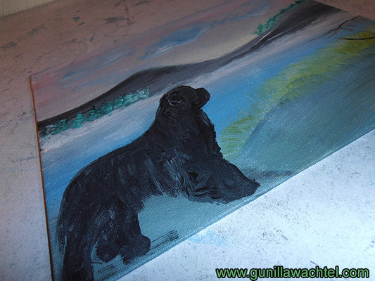 Newfoundland Dog Painting Acrylic 8x10