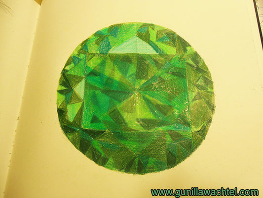 Green Emerald Color Pencil Study