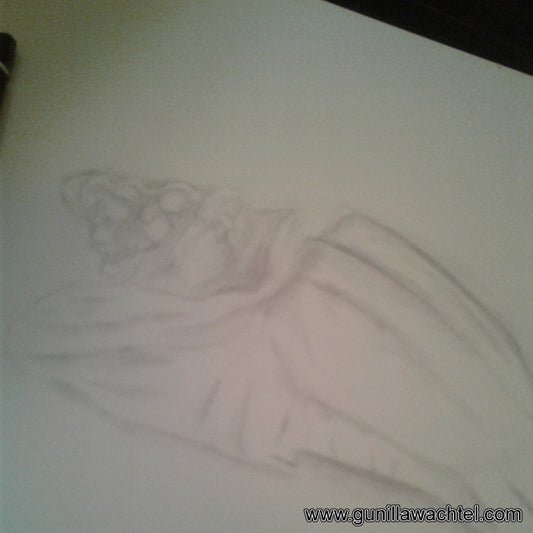 Conch shell drawing another drawing in progress