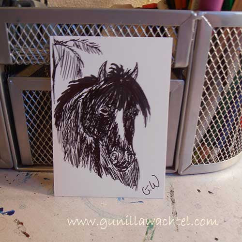 ACEO Original Horse Ink Drawing