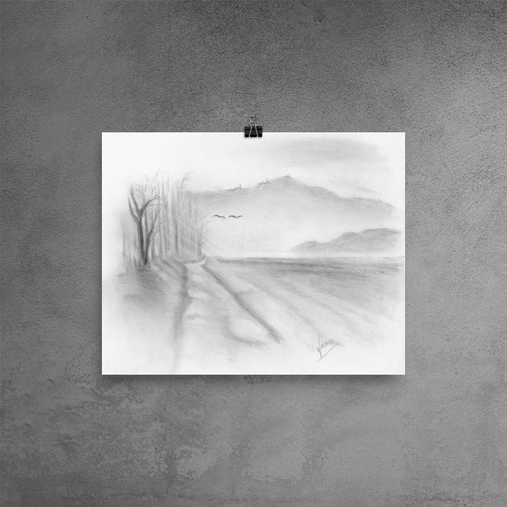 Landscape pencil drawing Gunilla Wachtel