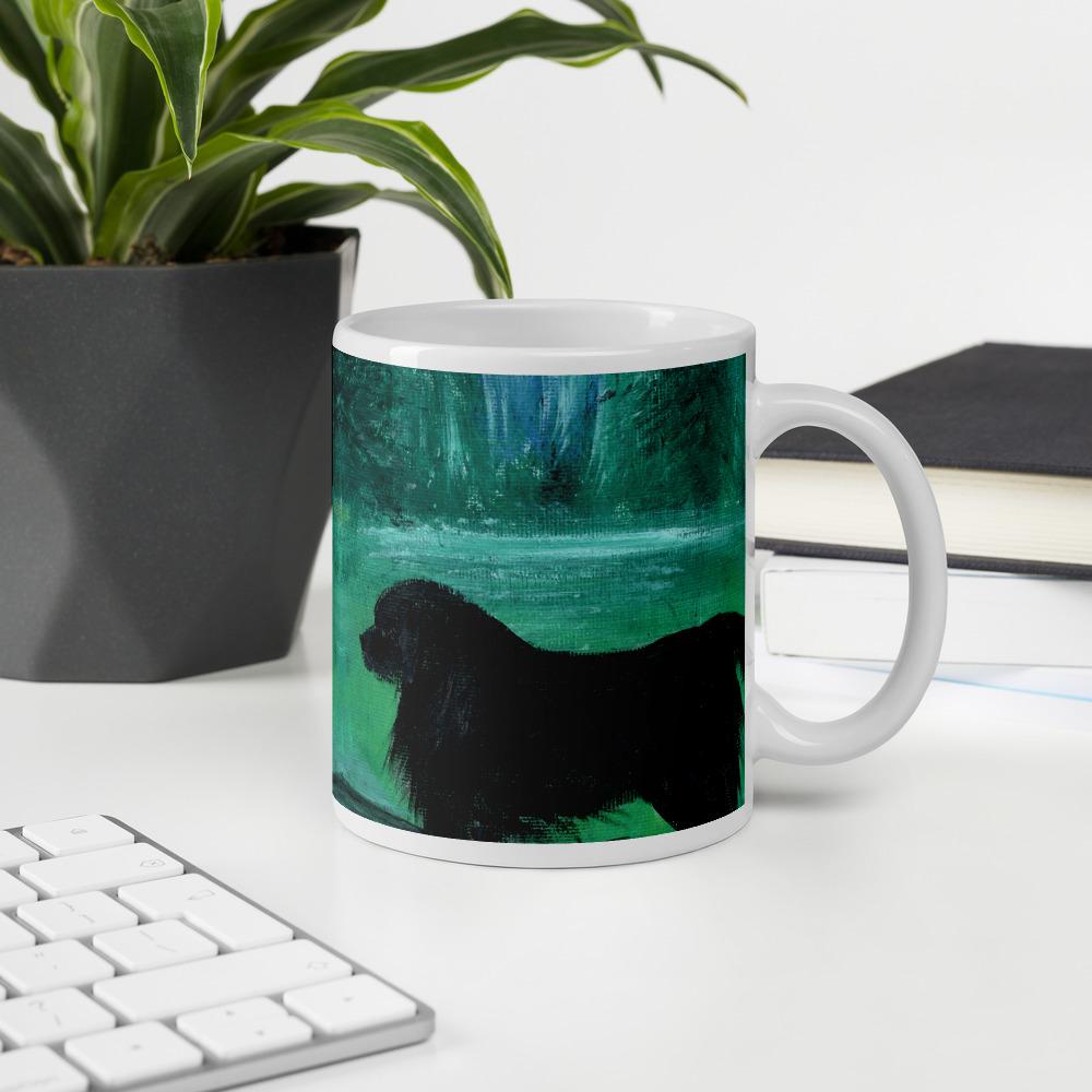 Newfoundland Dog Painting Forest Art Mug