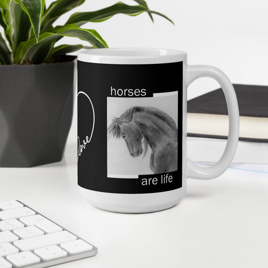 Horses are Life Mug Ceramic Coffee hot Chocolate Tea Gunilla Wachtel Artist