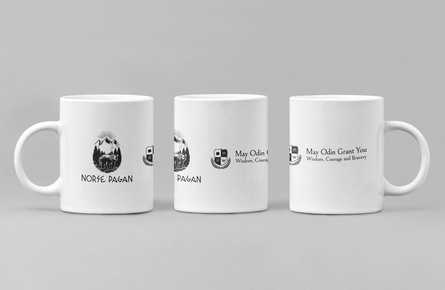 Different views of a ceramic mug Norse Pagan