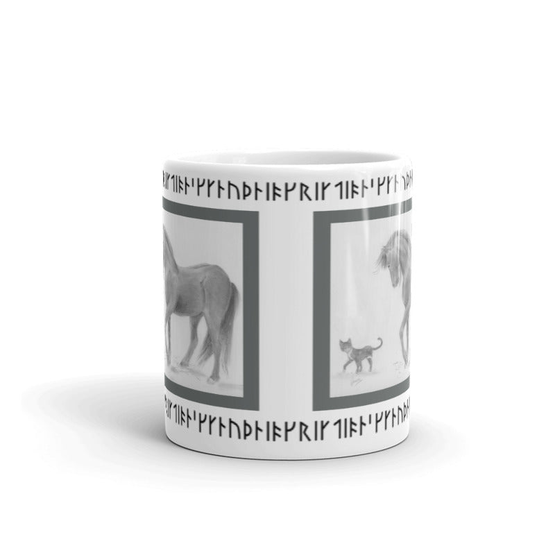 Runes Horse and Cat Mug Viking