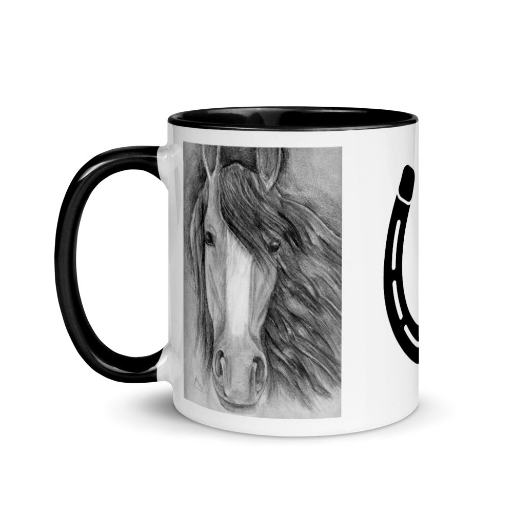 horse and horse shoe mug for equestrians