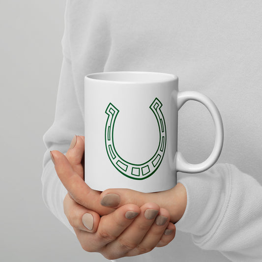 Green Horse Shoe White glossy mug 11 oz